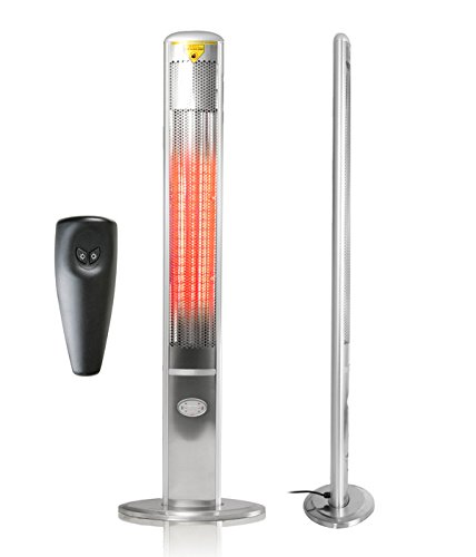 Firefly 1.8kW Halogen Bulb Electric Infrared Slimline Outdoor Patio Heater with Remote Control Height 1.6M