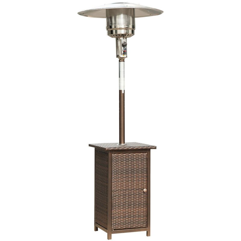12KW Patio Gas Heater Freestanding Outdoor Garden Heating Rattan Furniture Wicker Table Top - Outsunny