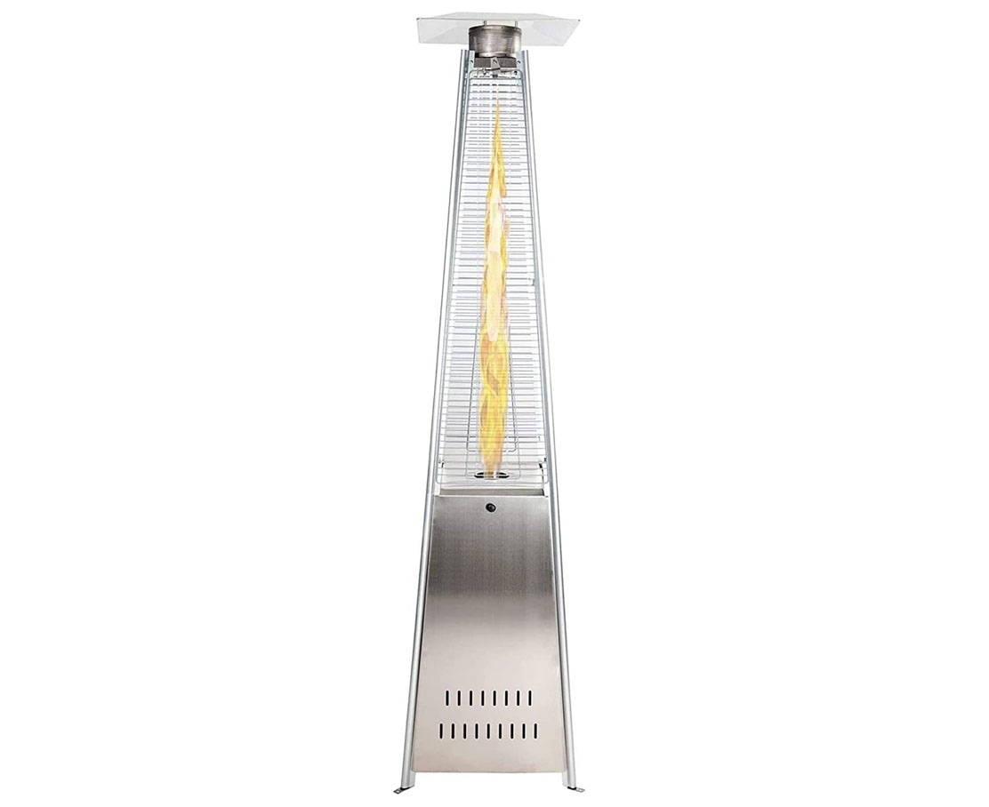 GardenCo 13000W Outdoor Flame Pyramid Patio Heater in Stainless Steel